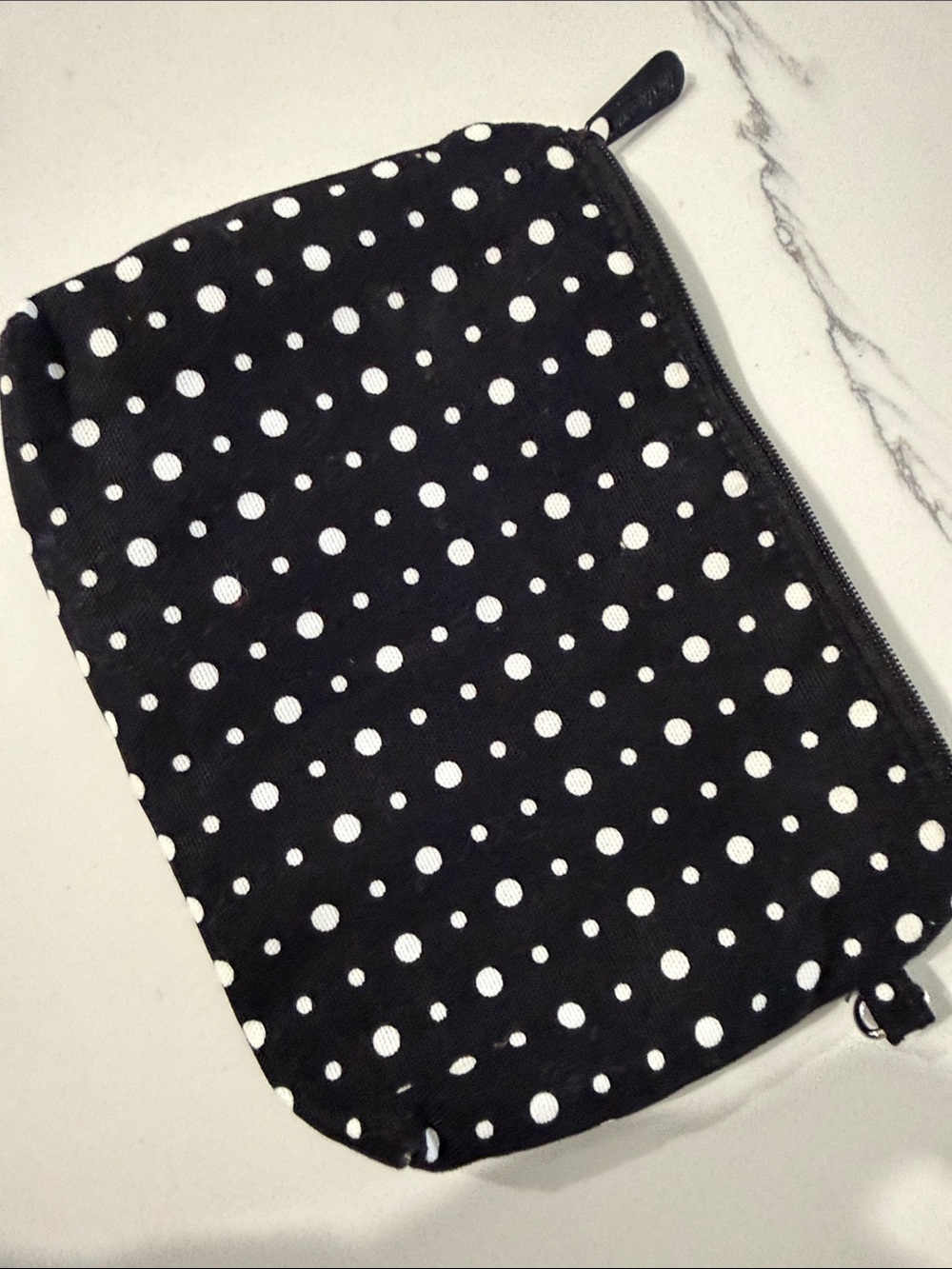 Thirty One Gifts Black Polka Dot Zipper Pouch with Pink Heart Patch - Picture 7 of 7